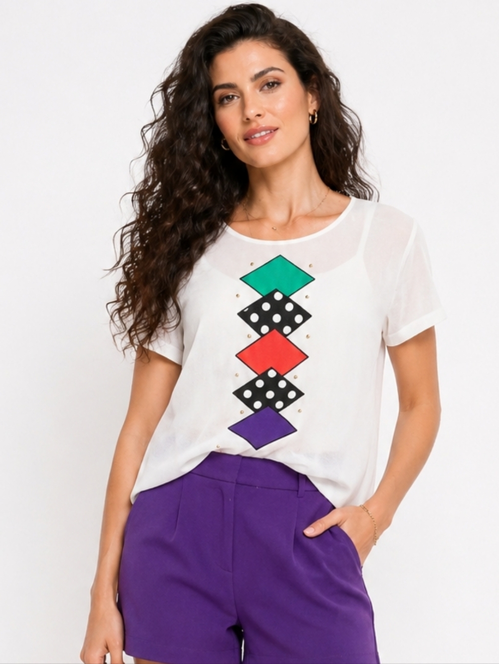 Jo Hardin 90s Retro Geometric Studded Top 10